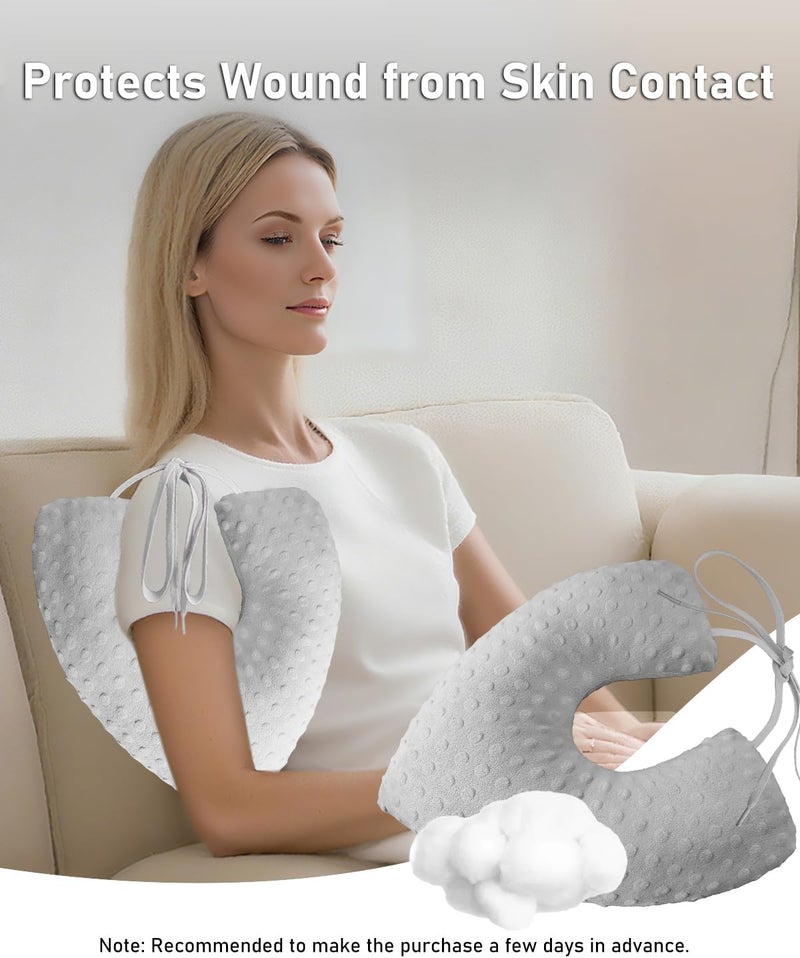 BELINOUS Lumpectomy Pillow, Mastectomy Surgery Breast Pillow, Post Surgery Pillow for Breast Cancer, Mastectomy Recovery Supplies for Sleeping & Arm Support - Breast Cancer Gifts for Woman (Gray) - Image 3